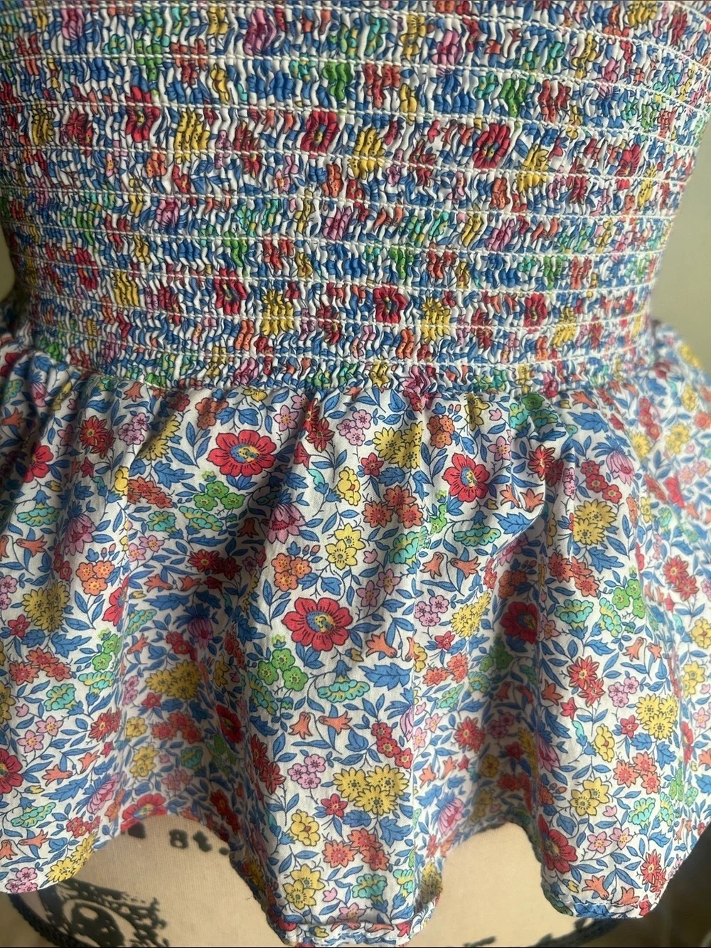 J. Crew Richmond Smocked Floral Peplum Ruffled Top Size XS